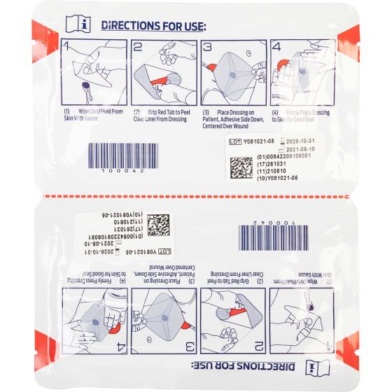 Sello de pecho ventilado compacto Hyfin de North American Rescue® (paquete de dos)