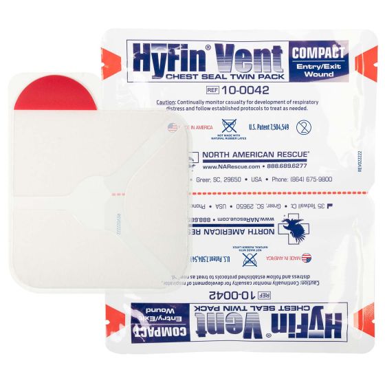 Sello de pecho ventilado compacto Hyfin de North American Rescue® (paquete de dos)